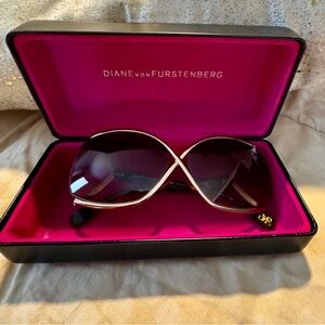 Diane Von Furstenberg Gold and Tortoise Sunglasses